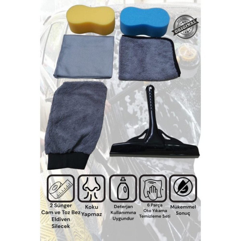 Manosta 6'lı Mikrofiber Oto Yıkama Kurulama Araba Silme Bezi, Cam Bezi, Oto Eldiveni, Silecek, Sünger - 0315 Gri Oto Bakım Bezleri Fiyatı