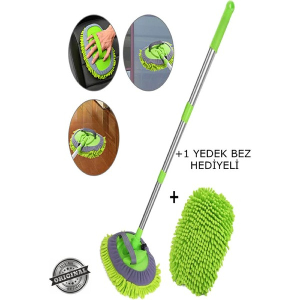 Manosta Çok Fonksiyonlu 2 In 1 Mikrofiber Araba Yıkama Fırçası Teleskopik Uzun Saplı Detay Fırçası - 09-Yeşil Oto Bakım Bezleri Fiyatı
