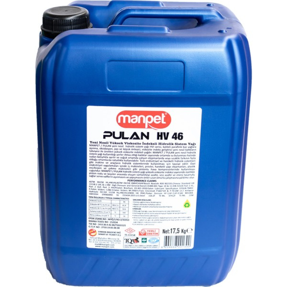 Manpet Pulan Hidrolik Sistem Yağı 46 - 14 kg - Plastik Bidon Oto Boyaları Fiyatı