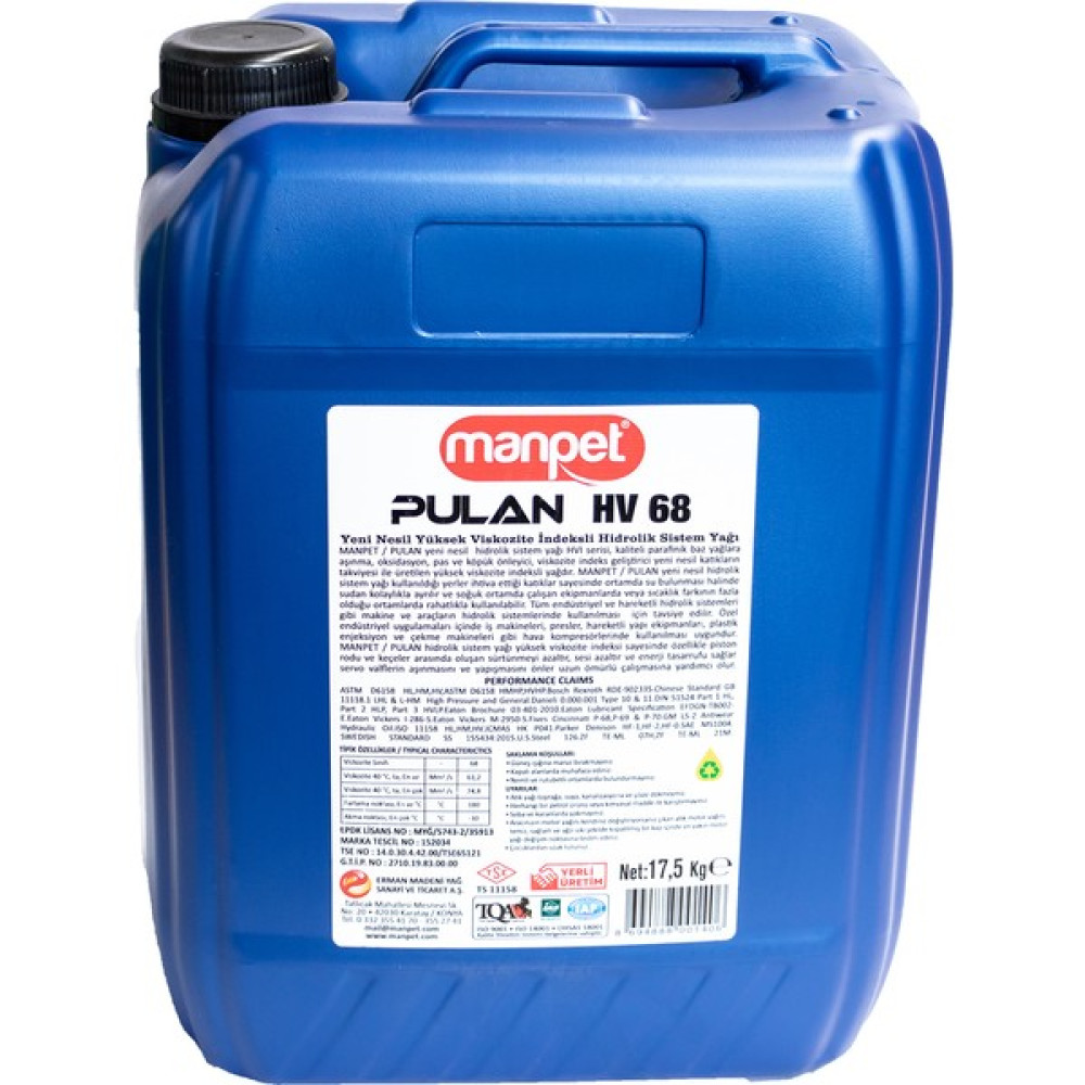 Manpet Pulan Hidrolik Sistem Yağı 68 - 14 kg - Plastik Bidon Oto Boyaları Fiyatı