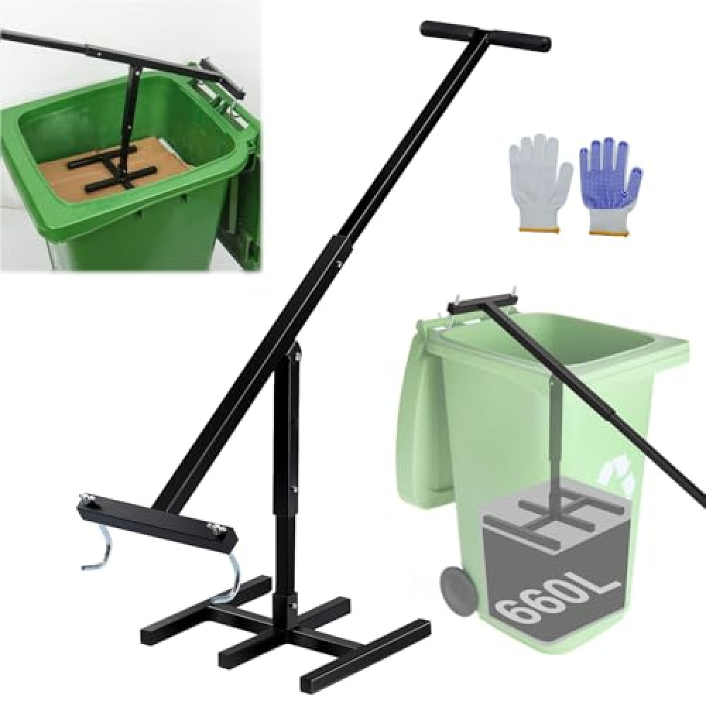 Manual Trash Compactor, Trash Compactor for Kitchen, Trash Can Compactor, Trash Bin Compactor for 120-660L Wheelie Bins