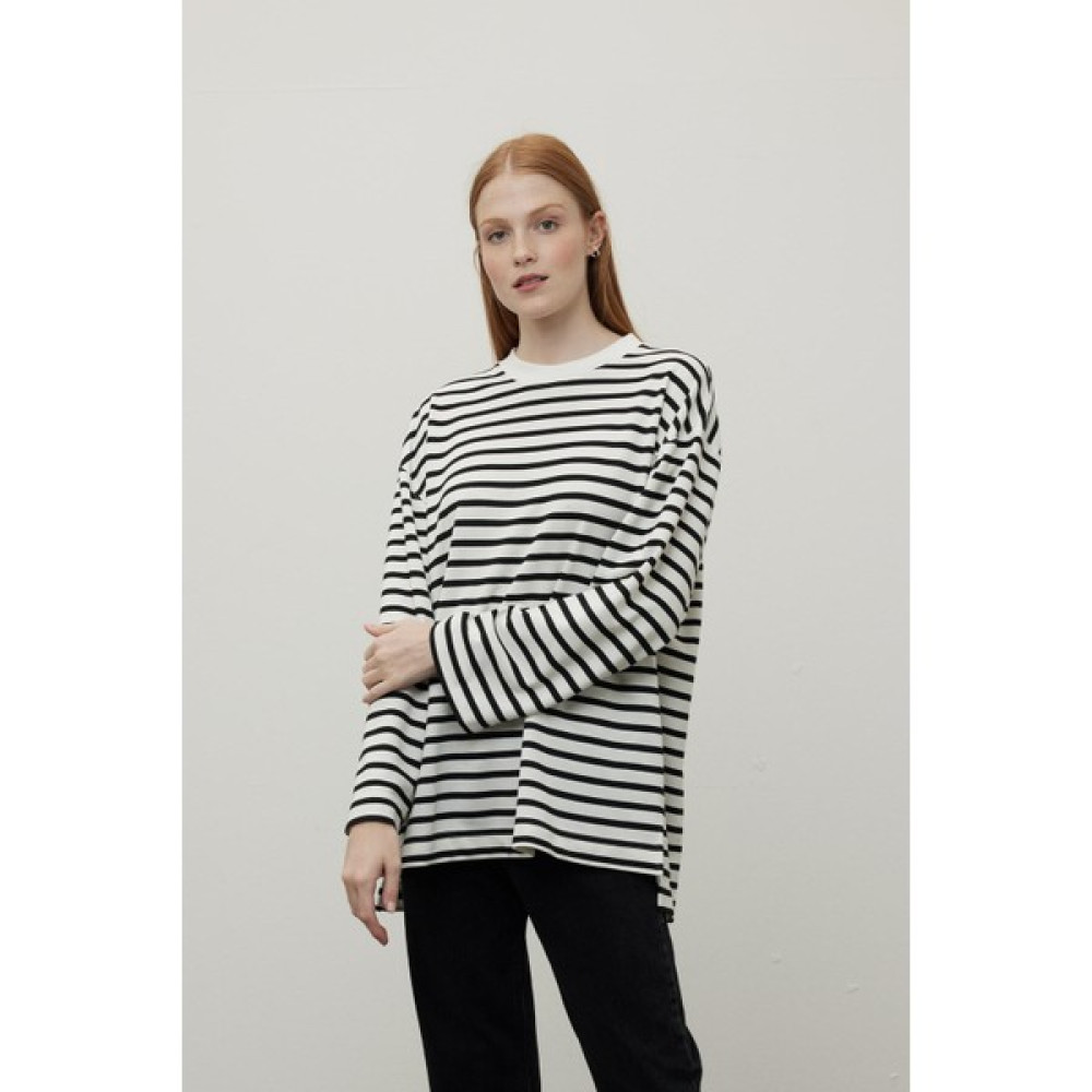 Manuka Çizgili Sweatshırt Siyah Bayan Sweatshirt Fiyatı