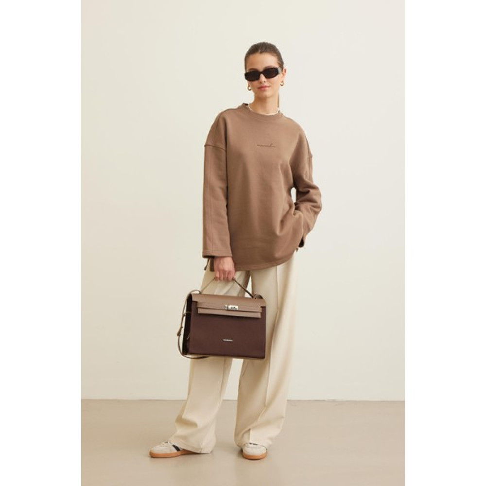 Manuka Selected Oversıze Sweatshırt Kahverengi Bayan Sweatshirt Fiyatı