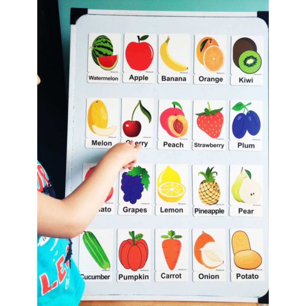 Manyetik İngilizce Kelime Kartları Meyveler ve Sebzeler- Fruits And Vegetables Yabancı Dil Kartları Fiyatı