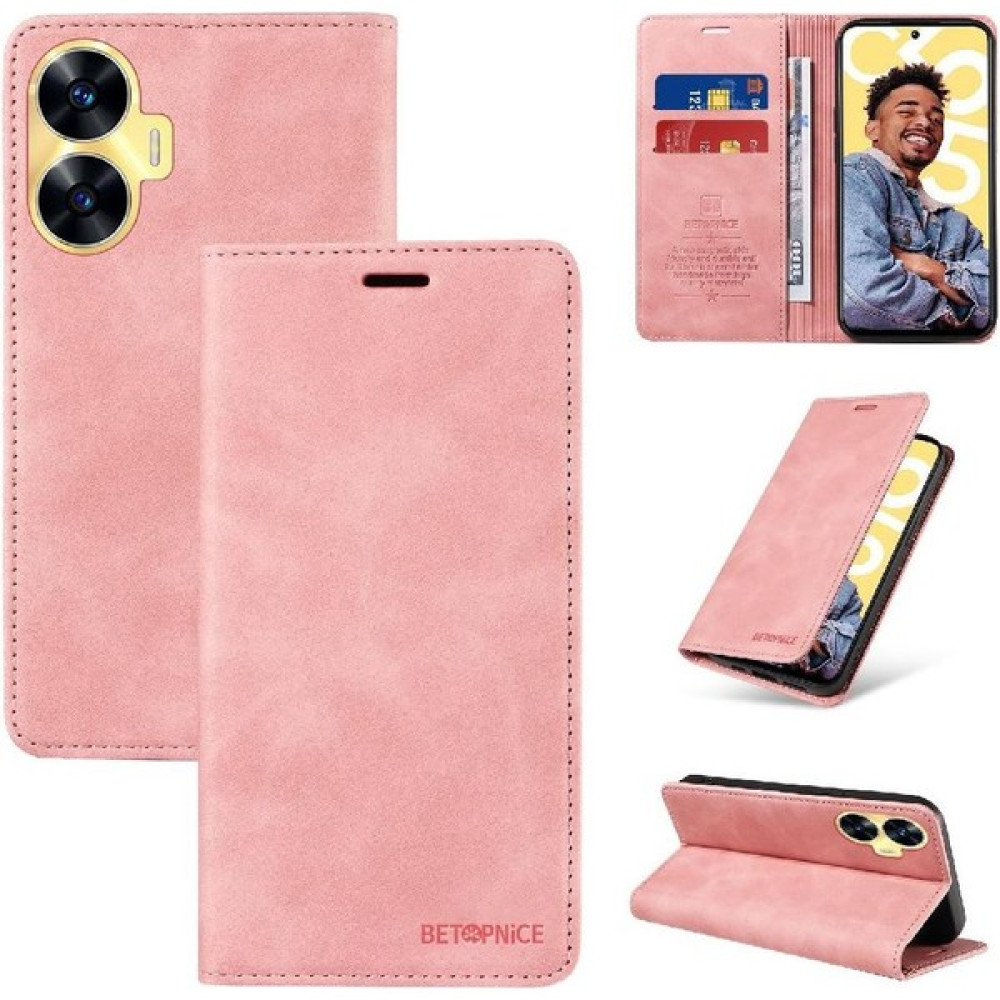 Manyi Mall Realme C55 Için Kılıf Folio Cüzdan Manyetik Koruyucu Pu Deri (Yurt Dışından) - Pembe Cep Telefonu Kılıfı Fiyatı