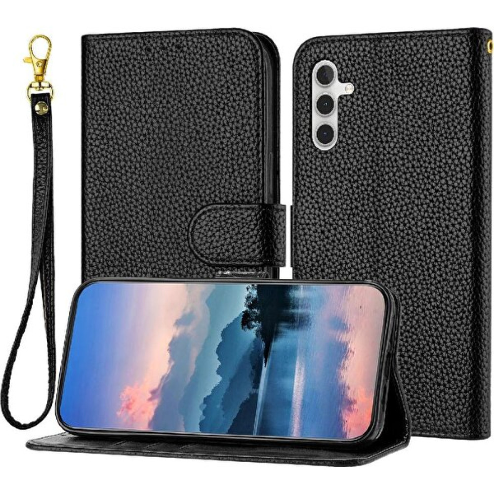 Manyi Mall Samsung Galaxy S23 Fe Litchi Desen Cüzdan Kart Yuvaları Için Telefon Kılıfı Çevirin (Yurt Dışından) - Siyah Cep Telefonu Kılıfı Fiyatı
