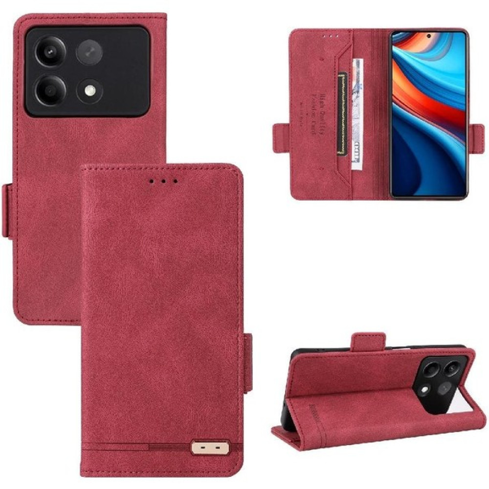 Manyi Mall Xiaomi Redmi Not 13 Pro Için Kılıf Kart Tutucu Kickstand ile Tam Folio (Yurt Dışından) - Kırmızı - Redmi Note 13 Pro Cep Telefonu Kılıfı Fiyatı