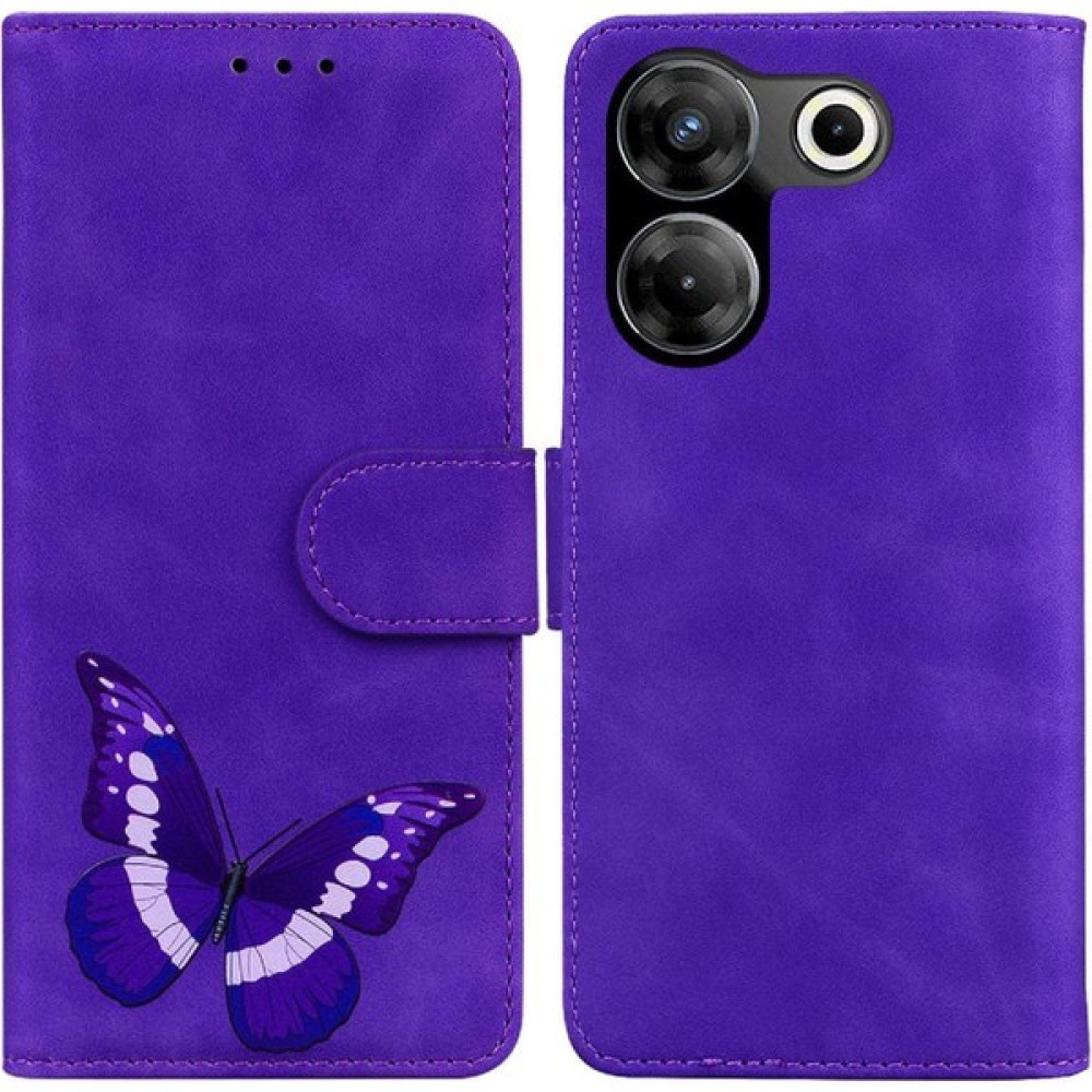 Manyi Market Tecno Camon 20 Pro 4g Için Kılıf Cüzdan Flip Folio Kapak Renk Baskılı Kart (Yurt Dışından) - Mor Cep Telefonu Kılıfı Fiyatı