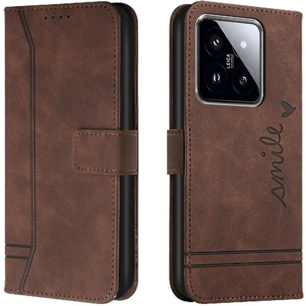 Manyi Market Telefon Kılıfı Için Xiaomi 14 Manyetik Kapatma Kart Yuvaları Kapak Flip Folio Pu (Yurt Dışından) - Kızıl Cep Telefonu Kılıfı Fiyatı