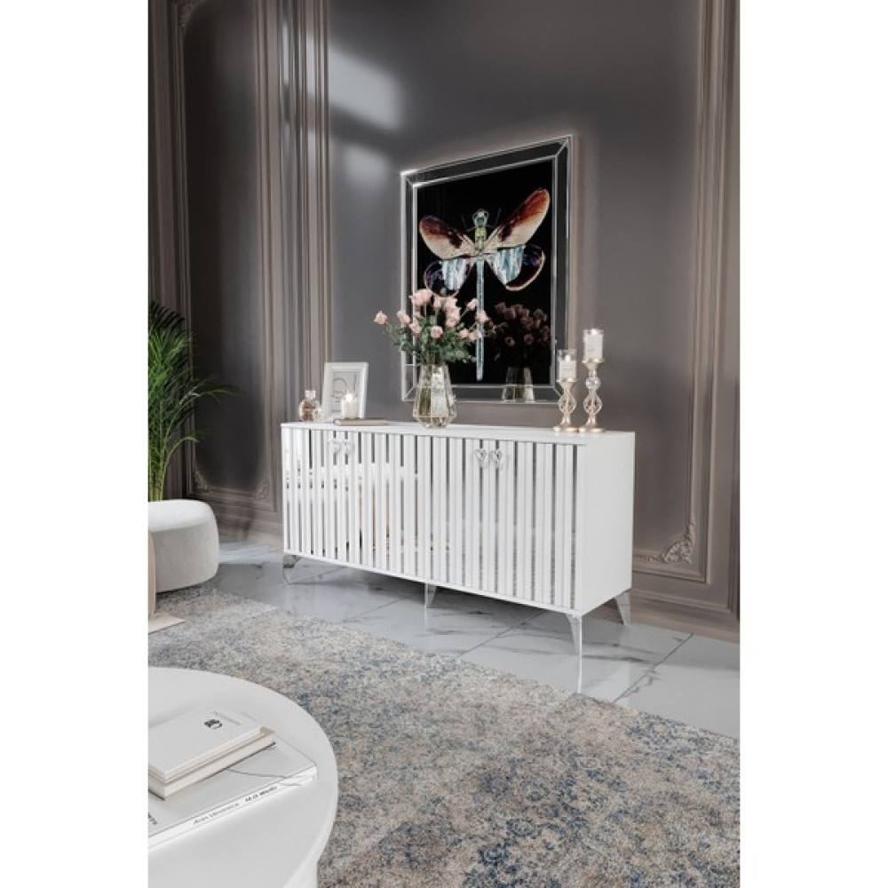 Mapa Home & Living Dubai Konsol Mdf Mebran Kapak Beyaz Gümüş - 160 x 80 cm Konsol Mobilya Fiyatı