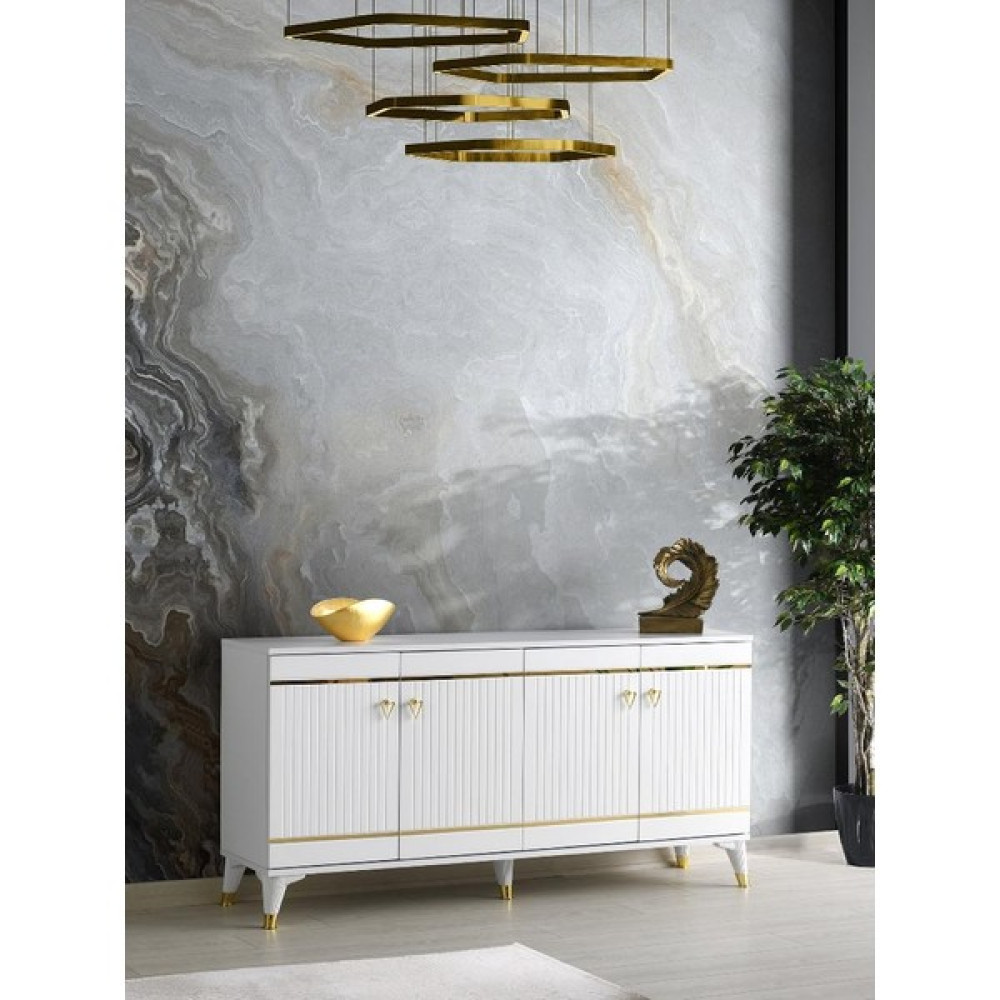 Mapa Home & Living Kordon Konsol Mdf Mebran Kapak Beyaz Gold - 160 x 83 cm Konsol Mobilya Fiyatı
