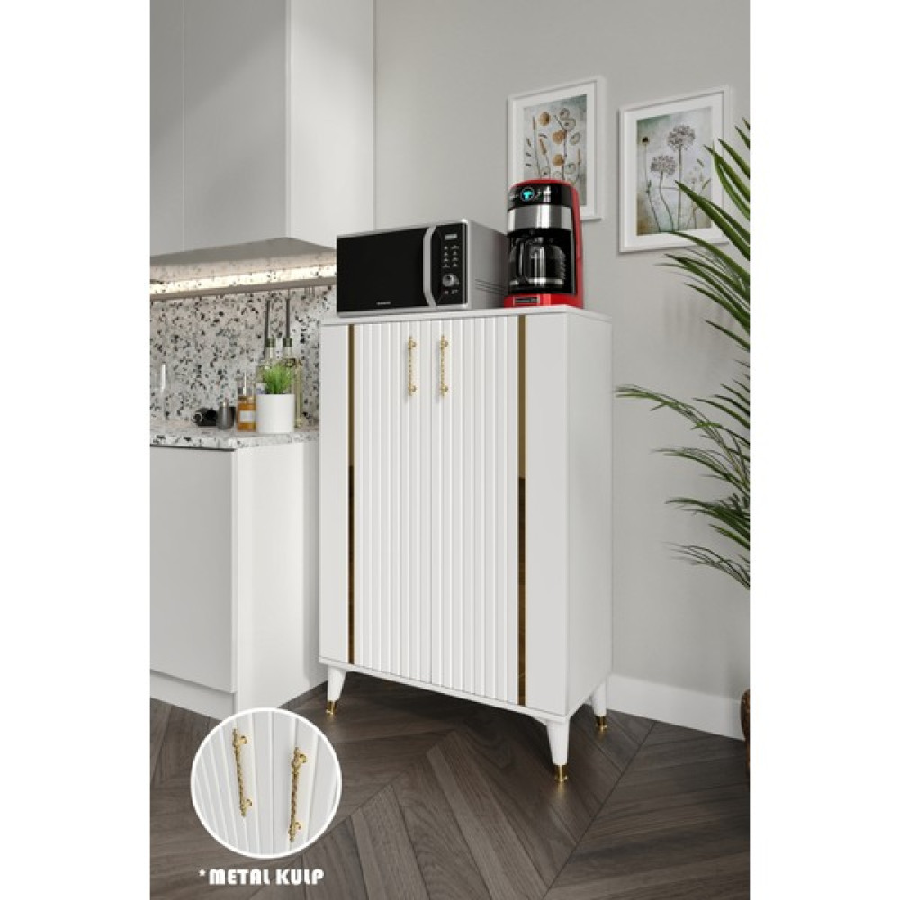 Mapa Home Living Lyra Metal Kulp Çok Amaçlı Dolap Mutfak Balkon Kiler Banyo Ayakkabılık Dolabı Beyaz Gold Gardrop & Dolap Fiyatı