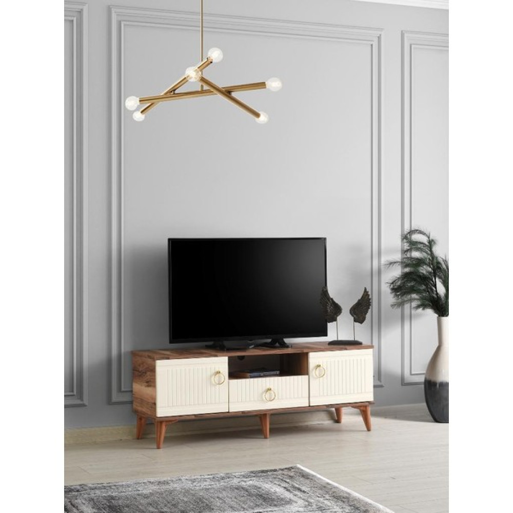 Mapa Home & Living Mapa 130 cm Mdf Mebran Kapak Tv Sehpası Pasifik Ceviz - Krem Tv Ünitesi / Sehpası Fiyatı