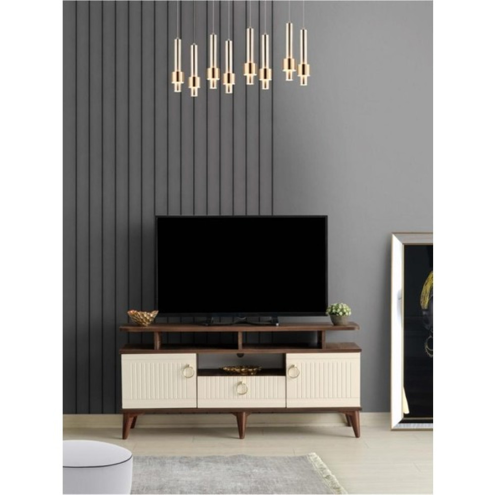 Mapa Home & Living Mdf Mebran Kapak Raflı Tv Sehpası Barok Ceviz - Krem 110 cm Tv Ünitesi / Sehpası Fiyatı