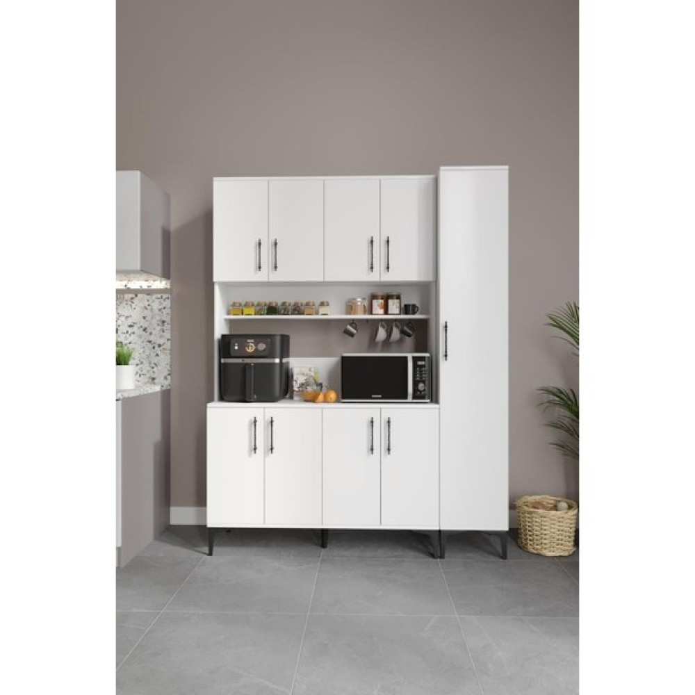 Mapa Home Living Plain Metal Ayak Metal Kulp Kahve Köşesi 9 Kapaklı Çok Amaçlı Dolap PLA9155 - Beyaz Gardrop & Dolap Fiyatı