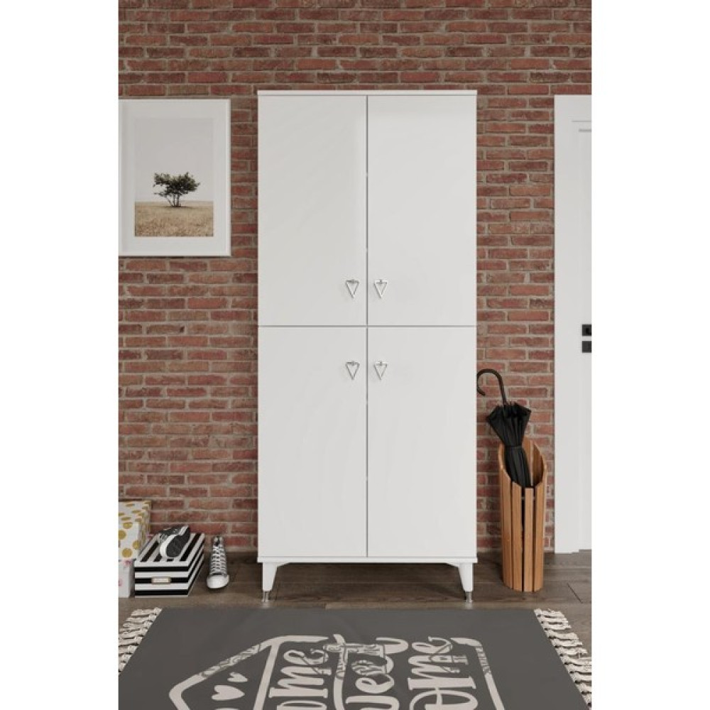 Mapa Home Living Simple SP4190 Ayakkabılık 4 Kapaklı Mutfak Dolabı Balkon Dolabı Kiler Banyo Dolabı Çok Amaçlı Dolap Beyaz Gümüş - Beyaz - Gümüş Ayakkabılık Fiyatı