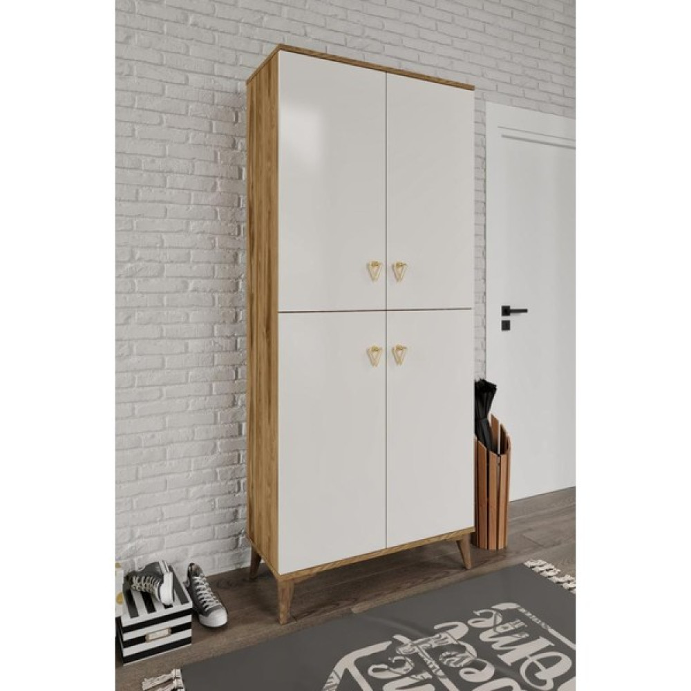 Mapa Home Living Simple SP4190 Ayakkabılık 4 Kapaklı Mutfak Dolabı Balkon Dolabı Kiler Banyo Dolabı Çok Amaçlı Dolap Ekru Ceviz - Ekru - Ceviz Ayakkabılık Fiyatı