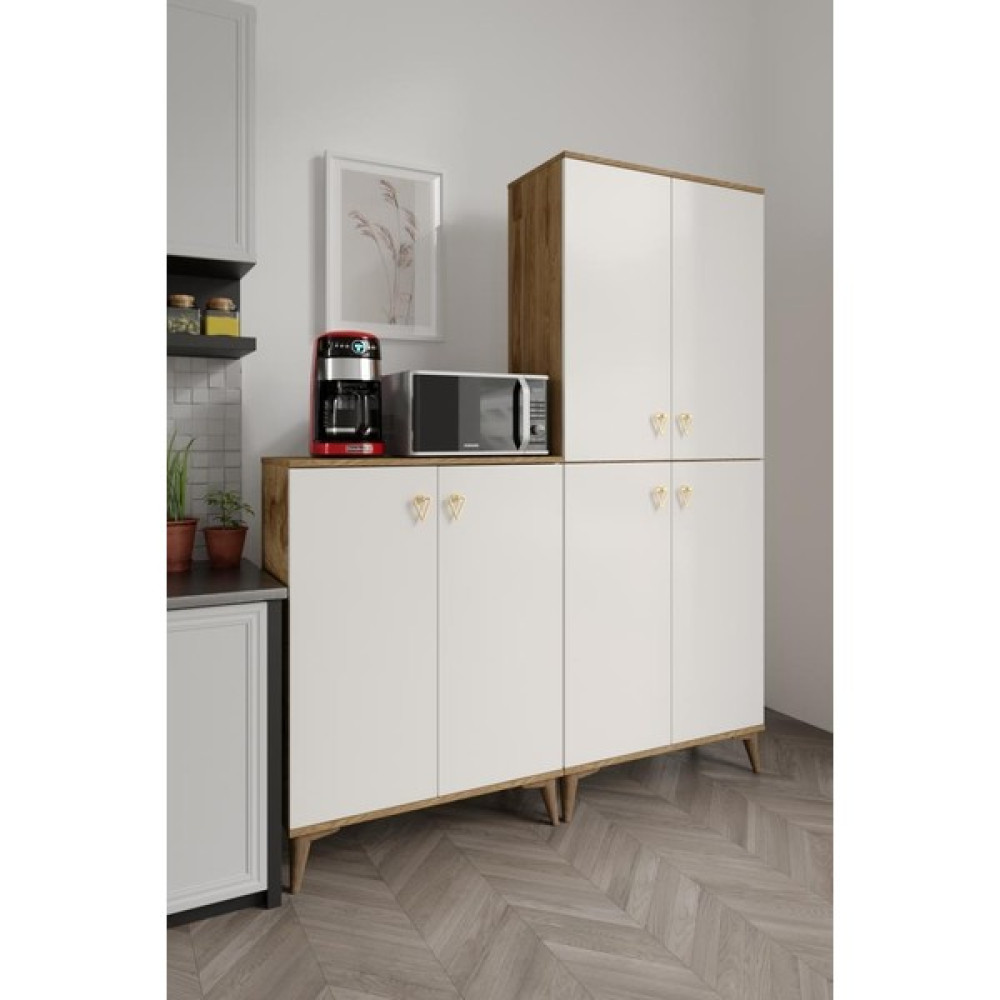 Mapa Home Living Simple SP6190 Çok Amaçlı Dolap 6 Kapaklı Mutfak Dolabı Balkon Dolabı Kiler Banyo Dolabı Ayakkabılık Ekru Ceviz - Ekru - Ceviz Mutfak Dolabı / Mobilyası Fiyatı