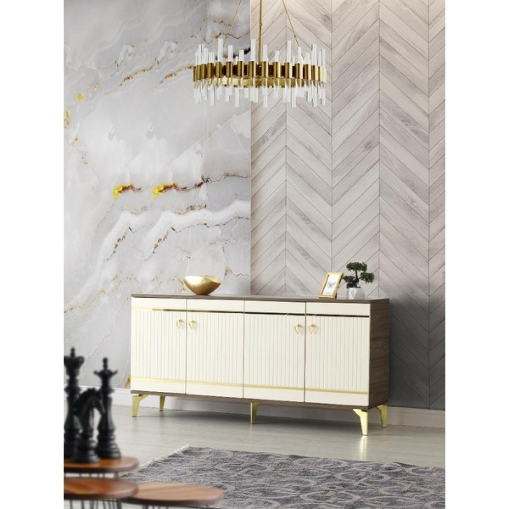 Mapa Kordon Konsol Mdf Mebran Kapak Ceviz Krem Gold - 40 x 79 cm Konsol Mobilya Fiyatı
