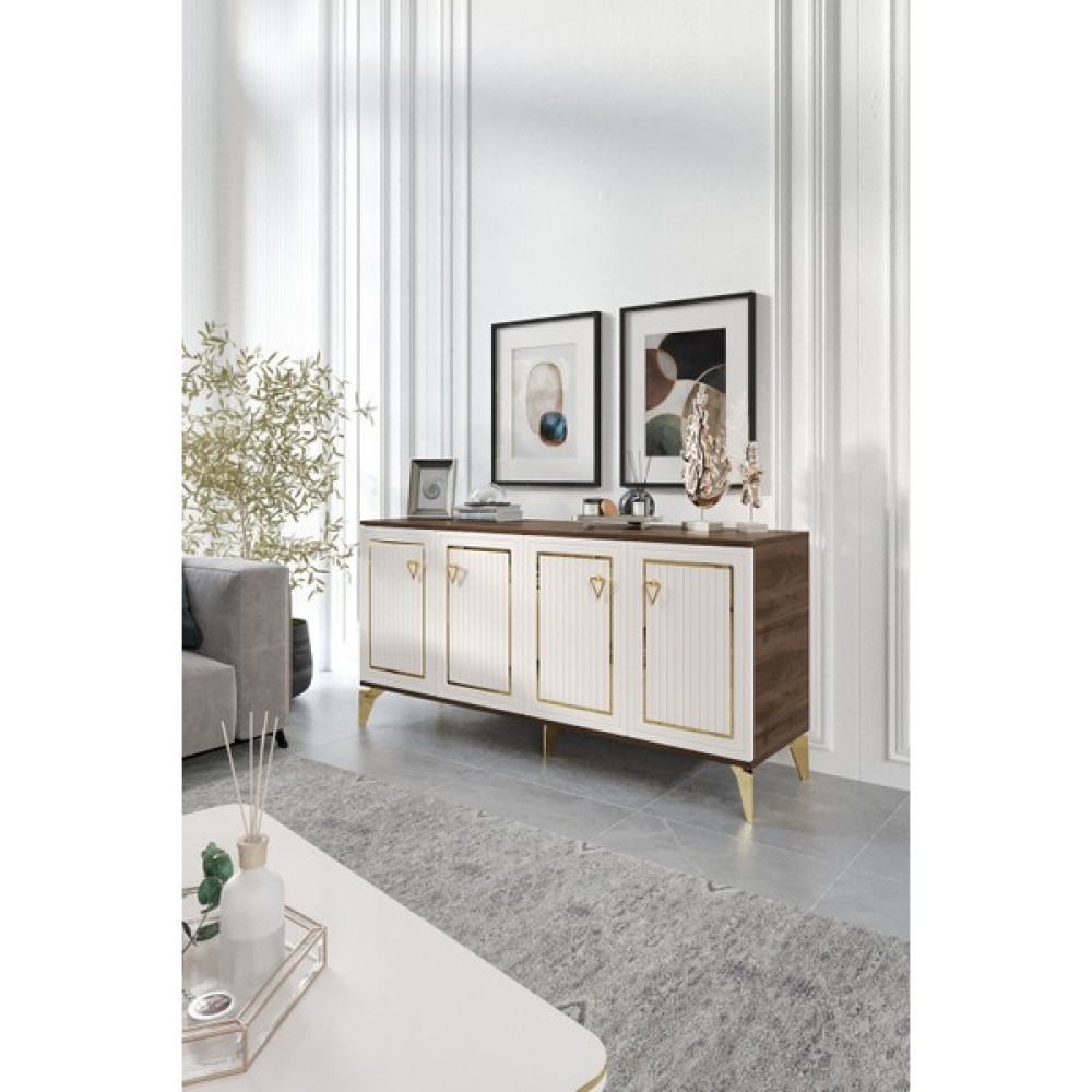 Mapa Trend Konsol Mdf Mebran Kapak Ekru Ceviz Gold - 40 x 85 cm - Renkli Konsol Mobilya Fiyatı