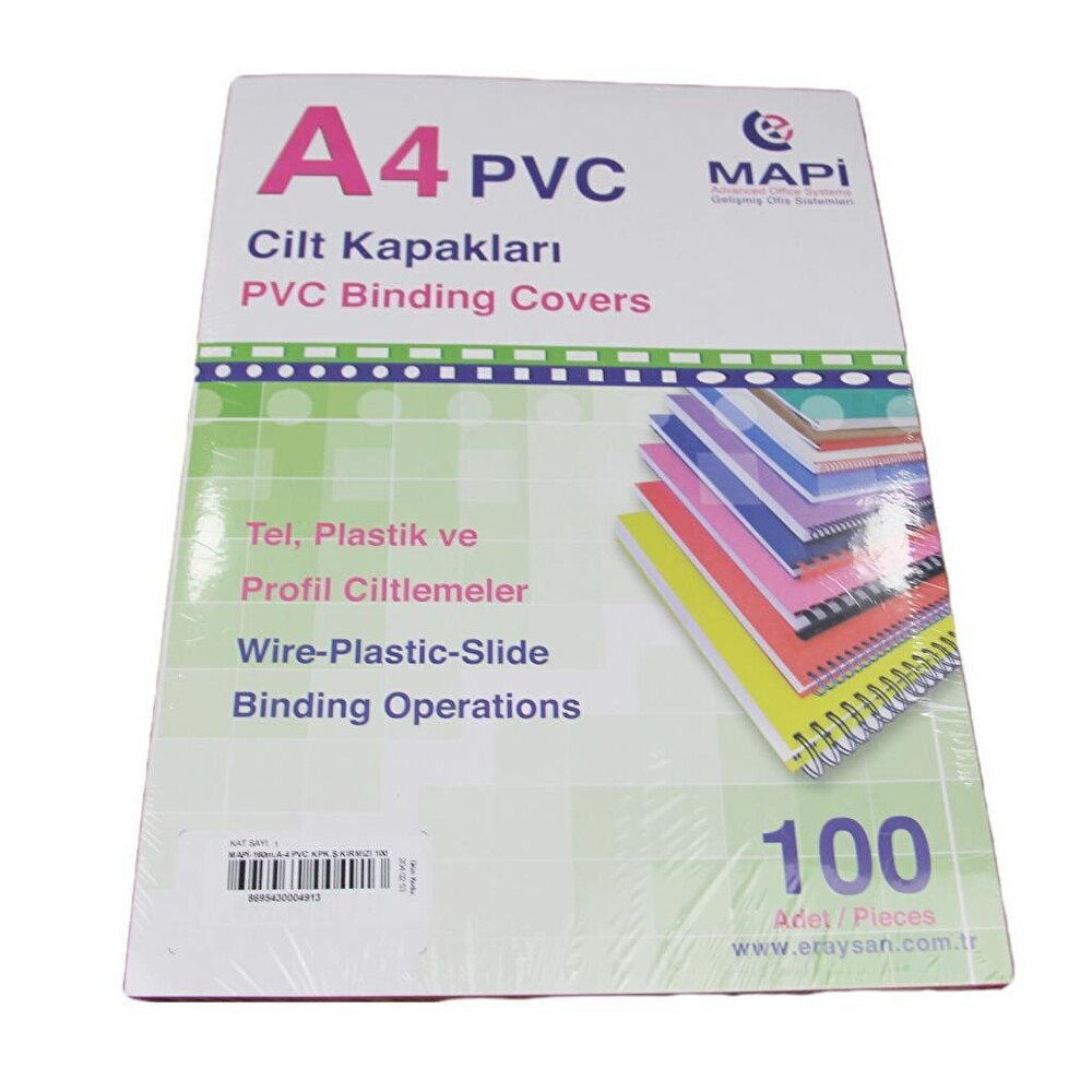 MAPİ A4 CİLT KAPAK 160 MİC 100LÜ KIRMZ Ofis Malzemeleri Fiyatı