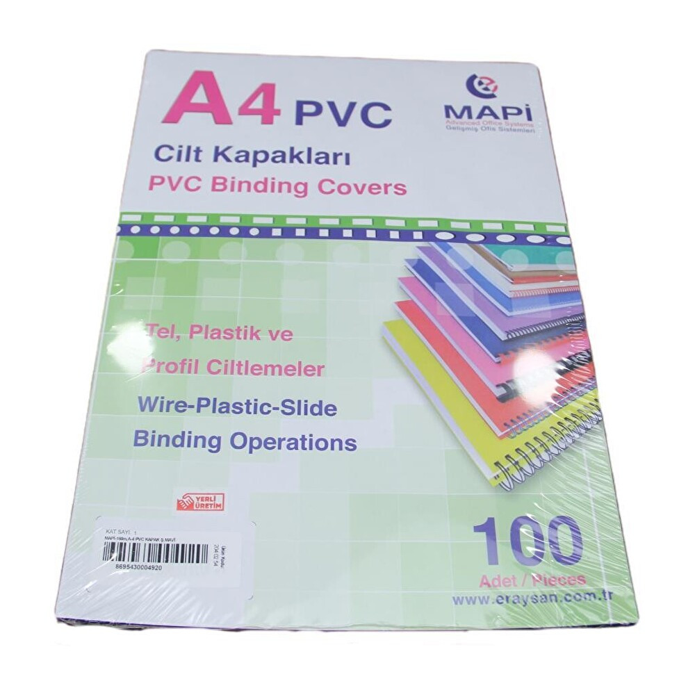MAPİ A4 CİLT KAPAK 160 MİC 100LÜ MAVİ Ofis Malzemeleri Fiyatı