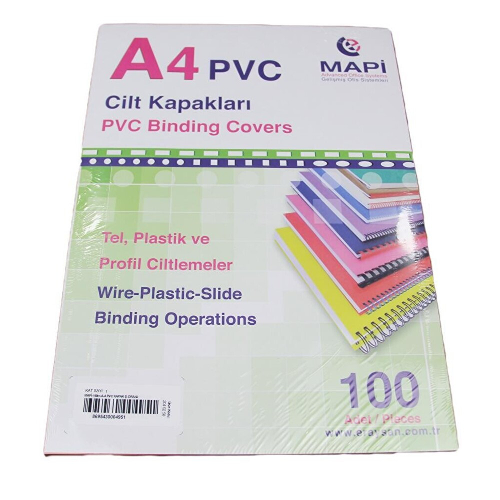MAPİ A4 CİLT KAPAK 160 MİC 100LÜ ORANJ Ofis Malzemeleri Fiyatı