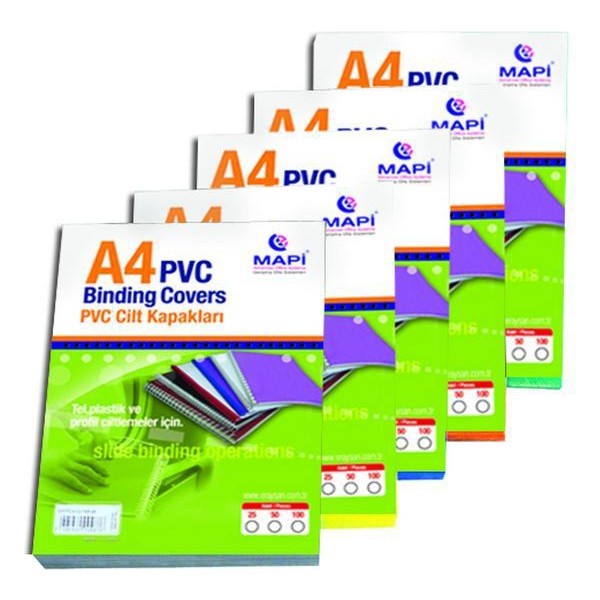 Mapi Cilt Kapağı A4 PVC 160 Micron 100'lü Paket Kırmızı Diğer Fiyatı