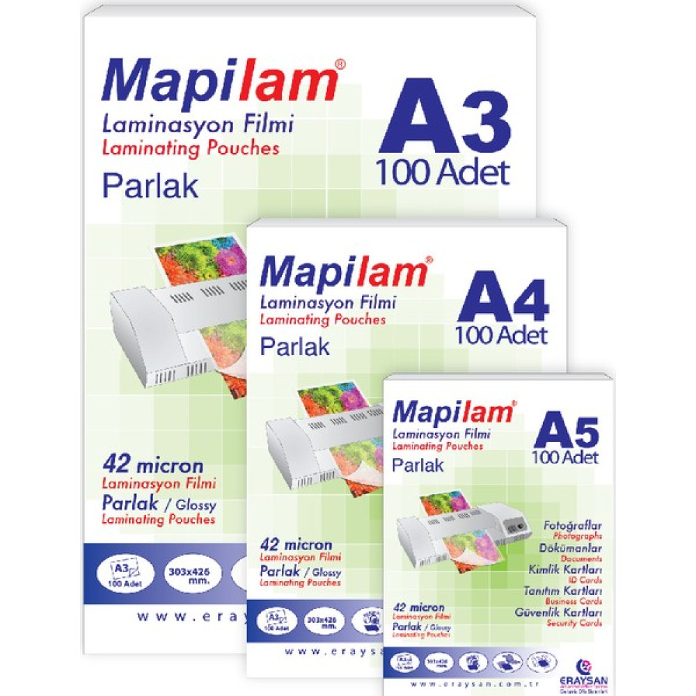 Mapi Laminasyon Filmi 125 Mikron A4 Parlak 100'lü Paket Laminasyon Sistemi Fiyatı