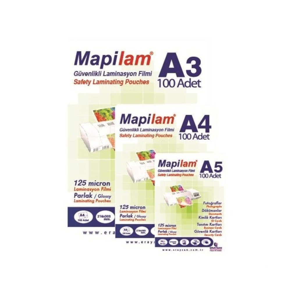 Mapilam 125 Mic Id Kart 65 x 95mm Parlak Laminasyon Filmi (1021214) Laminasyon Sistemi Fiyatı