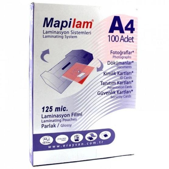 Mapilam 125 Micron A4 Parlak 100'lü Laminasyon Filmi Laminasyon Sistemi Fiyatı