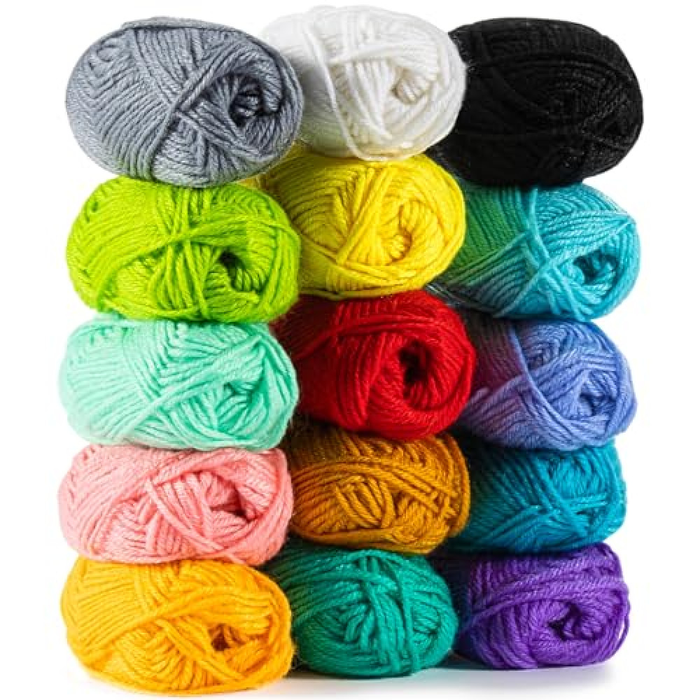 MAQIHAN 15x20g Acrylic Yarn for Crocheting - Soft Knitting Yarn for Crafts Multicolor Yarn Skeins for Crocheting DIY Yarn Bulk for Handicraft Knitting Yarn Scarves Gift for Beginners Adults