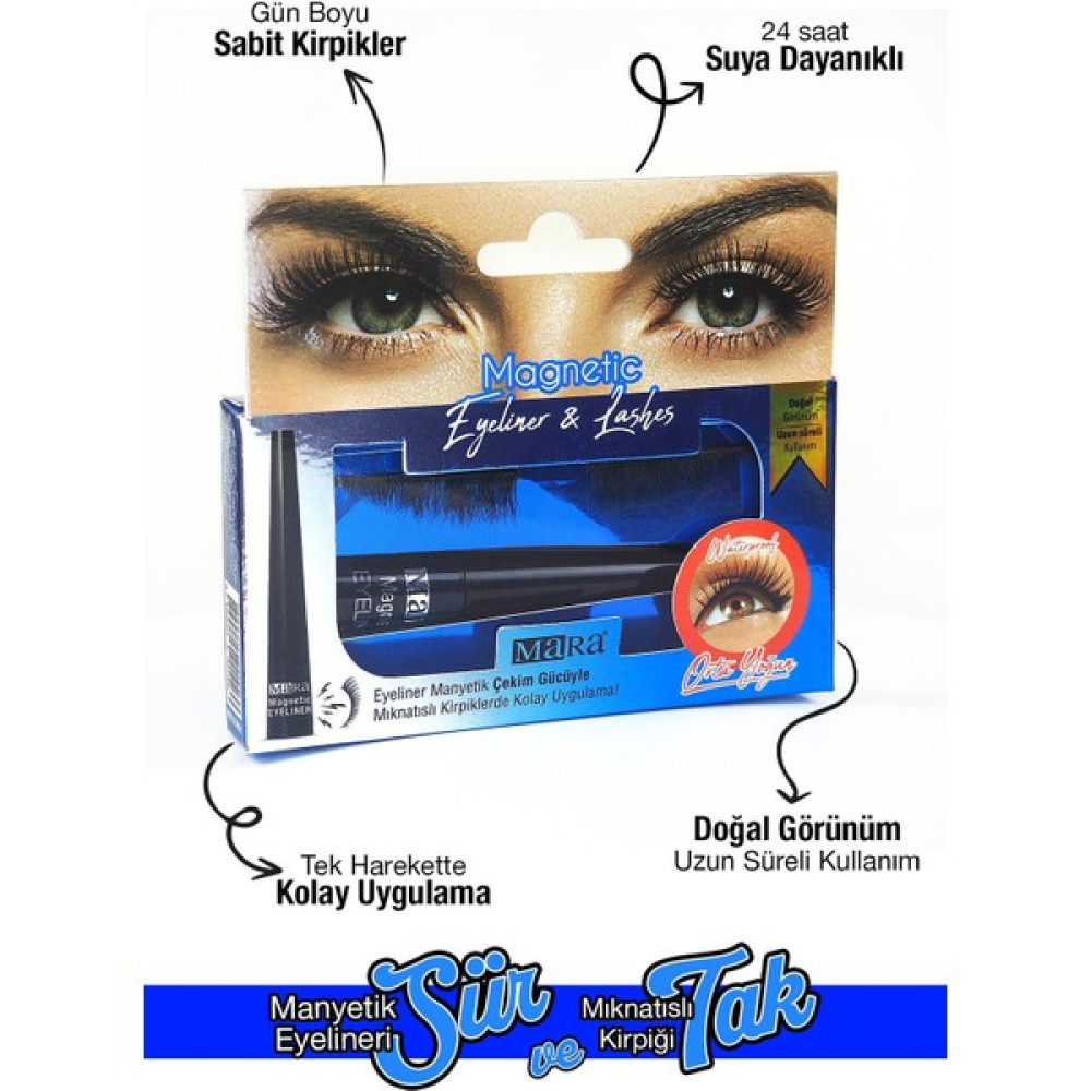 Mara Manyetik Eyeliner'lı Mıknatıslı Doğal Ipek Takma Kirpik Orta Yoğun Takma Kirpik Ürünleri Fiyatı