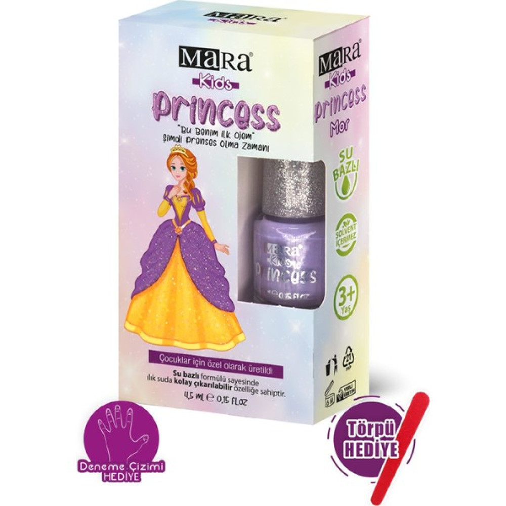 Mara Princess Yıkanabilir Su Bazlı Çocuk Ojesi - Mor + Törpü Oje Fiyatı