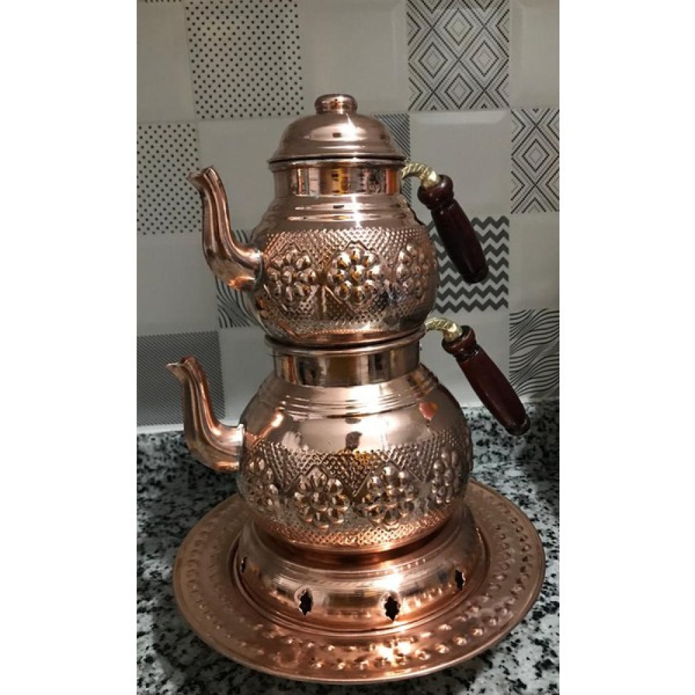Maraton Bakır Çaydanlık Jelli Taşınabilir Balkon Sefası Işlemeli Bakır Demlik Çay / Çaydanlık Setleri Fiyatı