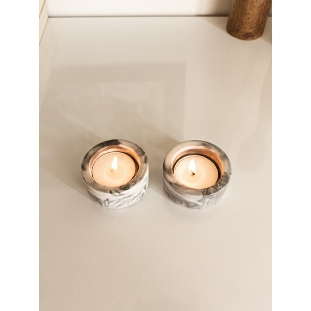 Marble 2'li Dekoratif Tealight Mumluk - 0 - Ahşap Rengi Şamdan Fiyatı