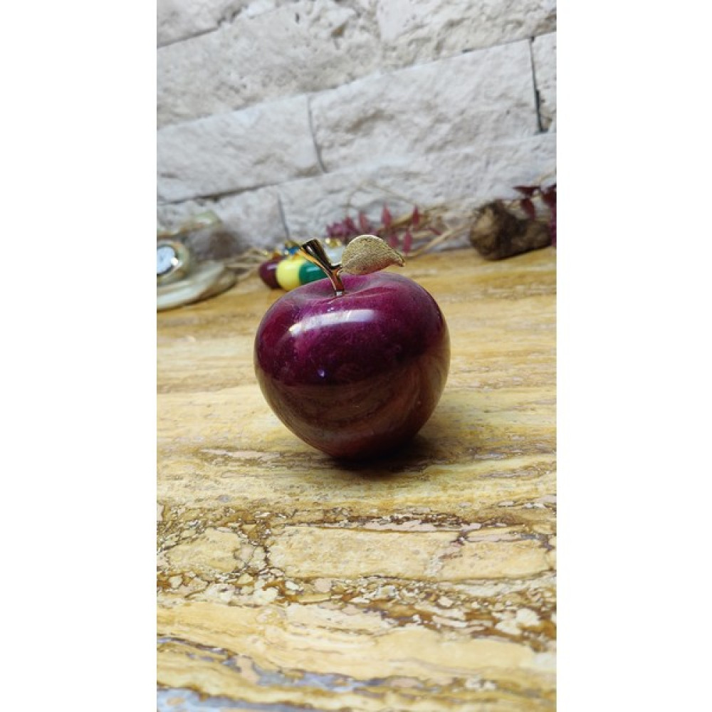 Marble Center Mermer Elma Biblo Süs Eşyası Büyük Boy - Bordo Biblo Fiyatı
