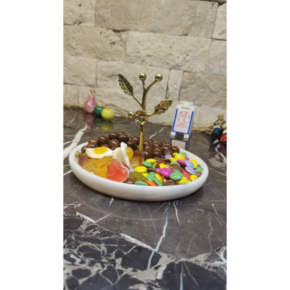 Marble Center Mermer Kulplu Şekerlik Sunumluk Lokumluk Ikramlık - Beyaz Kase Fiyatı