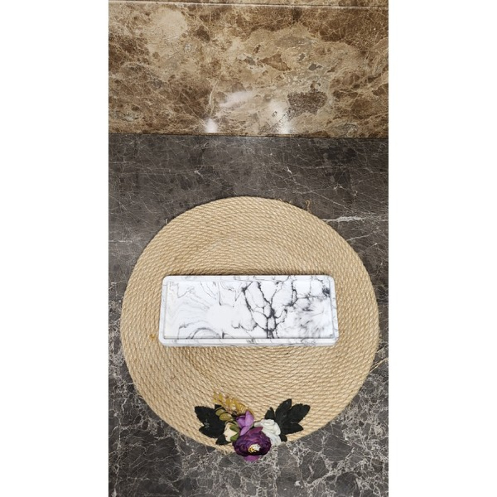Marble Concept Marmor Serisi Dikdörtgen Tepsi - Siyah - Beyaz - En : 25 Cm Boy : 10 Cm Yükseklik: 2 Cm Banyo Aksesuarları Fiyatı