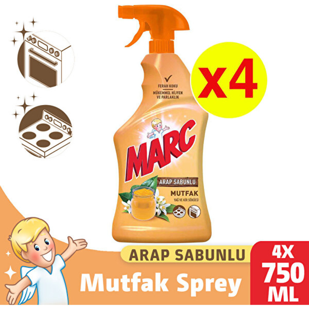 Marc Arap Sabunlu Mutfak Spreyi 750 ml x 4 Adet Temizlik Malzemeleri Fiyatı
