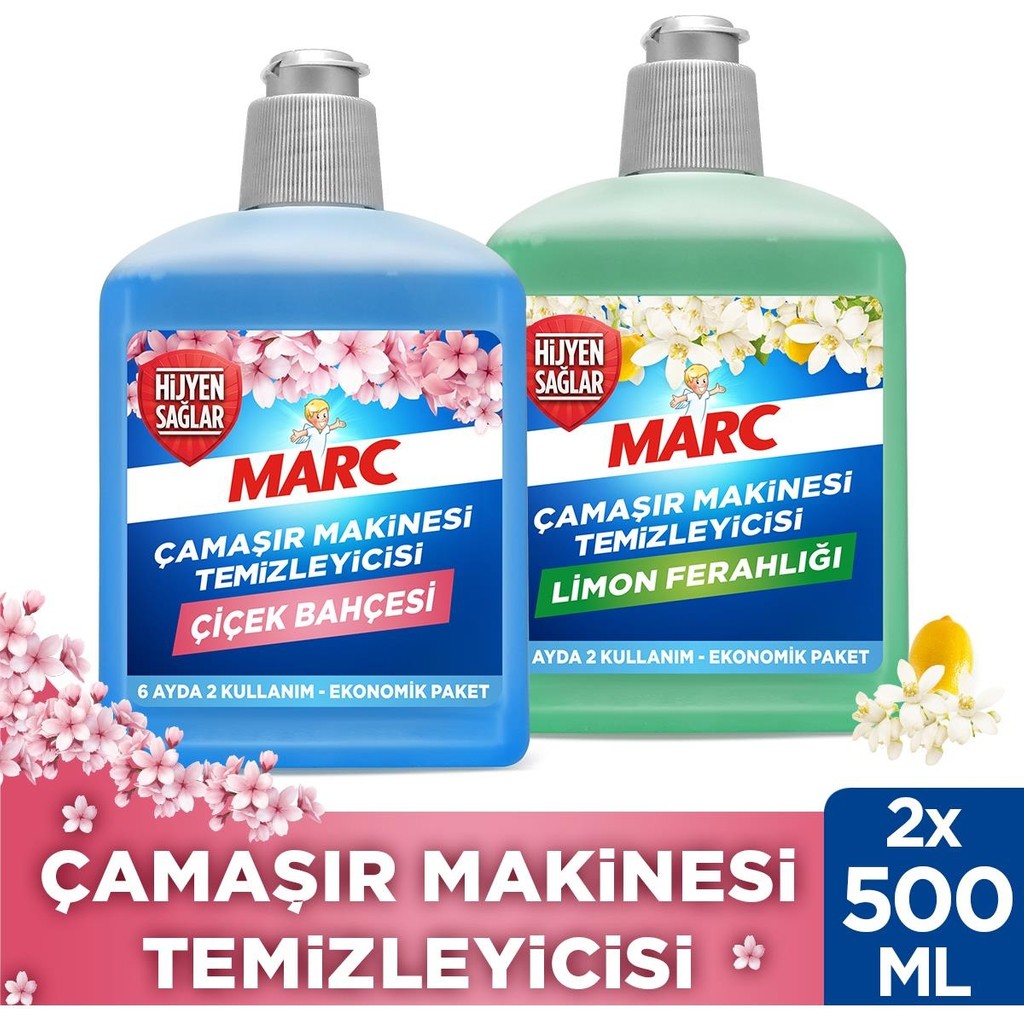 Marc Çamaşır Makinesi Temizleyici Limon Ferahlığı 250 ml 2'li + Çamaşır Makinesi Temizleyicisi 250 ml 2'li Temizlik Malzemeleri Fiyatı