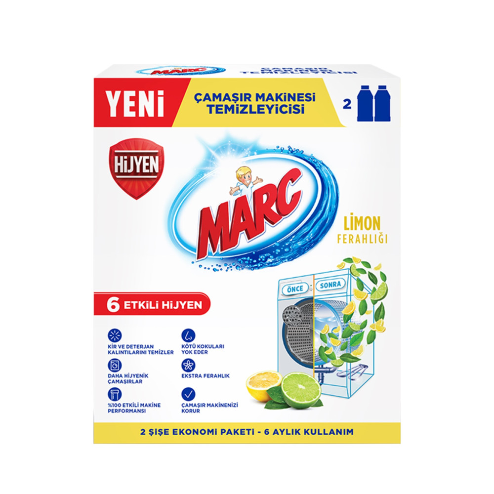 Marc Çamaşır Makinesi Temizleyicisi Limon Ferahlığı 2x250 ml Çamaşır Yıkama Fiyatı