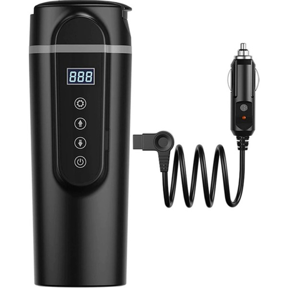 Marcador Ally 420ML Paslanmaz Çelik Araç Için 12V-24V Su Isıtıcı Termos - Siyah Oto Seyahat Ürünleri Fiyatı