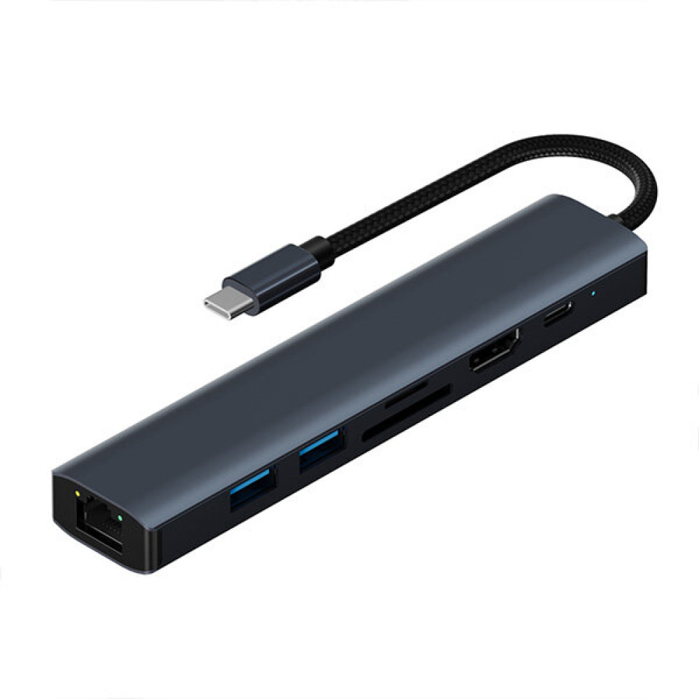 Marcador Ally BYL-2303 7 In 1 Type-C To USB + Type-C + Ethernet + Kart Okuyucu + HDMI Dönüştürücü Çoğaltıcı H - Koyu Gri Bilgisayar Çevirici ve Adaptörü Fiyatı