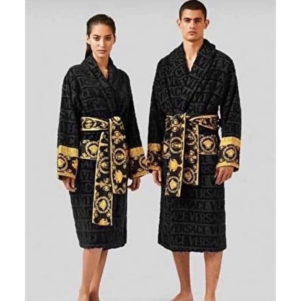 Marcalanya Versace Home Unisex Bornoz - L - Siyah Bornoz Fiyatı
