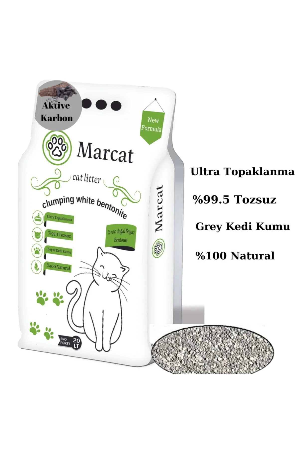 MarCat 20 Lt Ince Tane Aktif Karbon Kedi Kumu" Evcil Hayvan Ürünleri Fiyatı