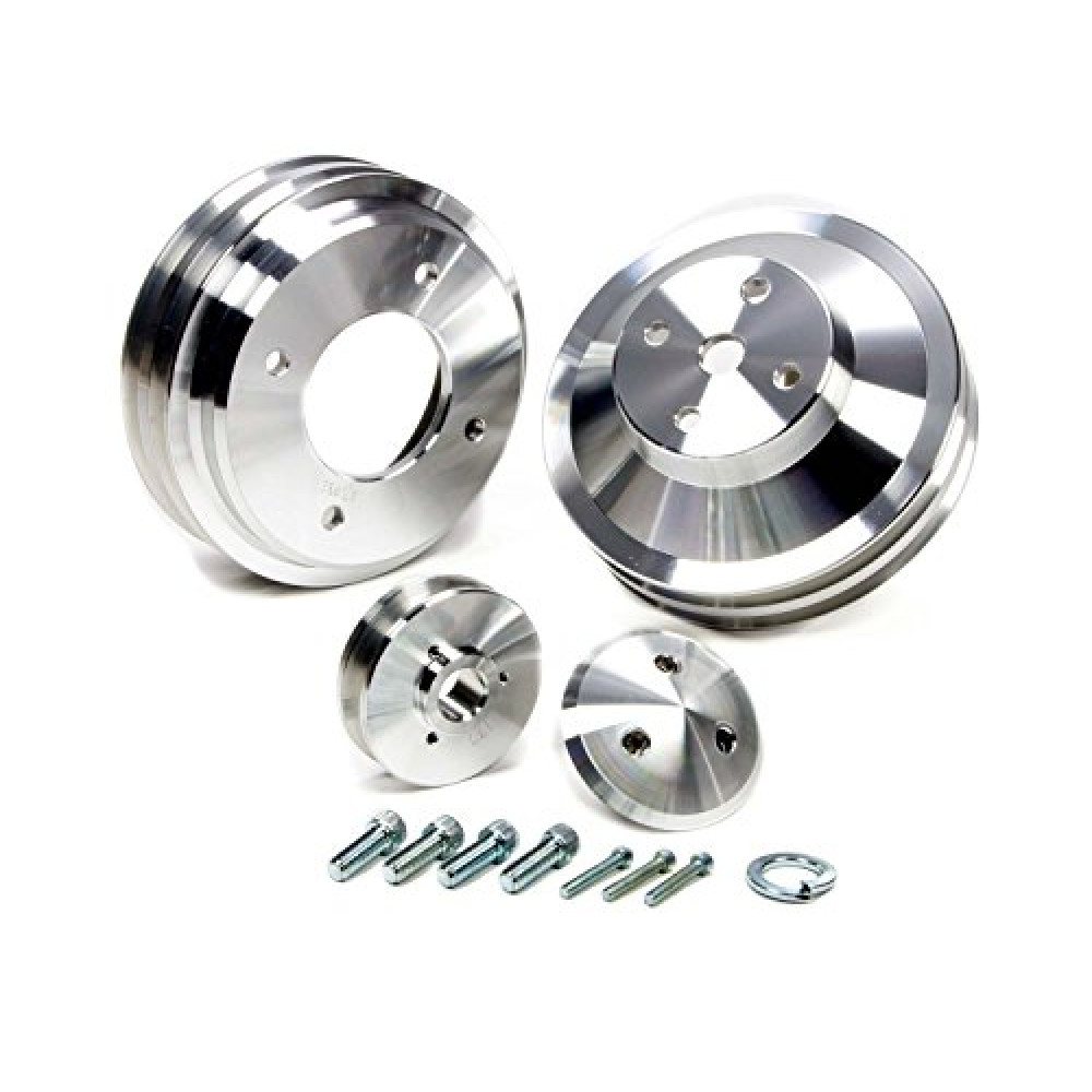 March Performance 13030 Performance Series Clear Powdercoat Aluminum Pulley Set - Set of 3