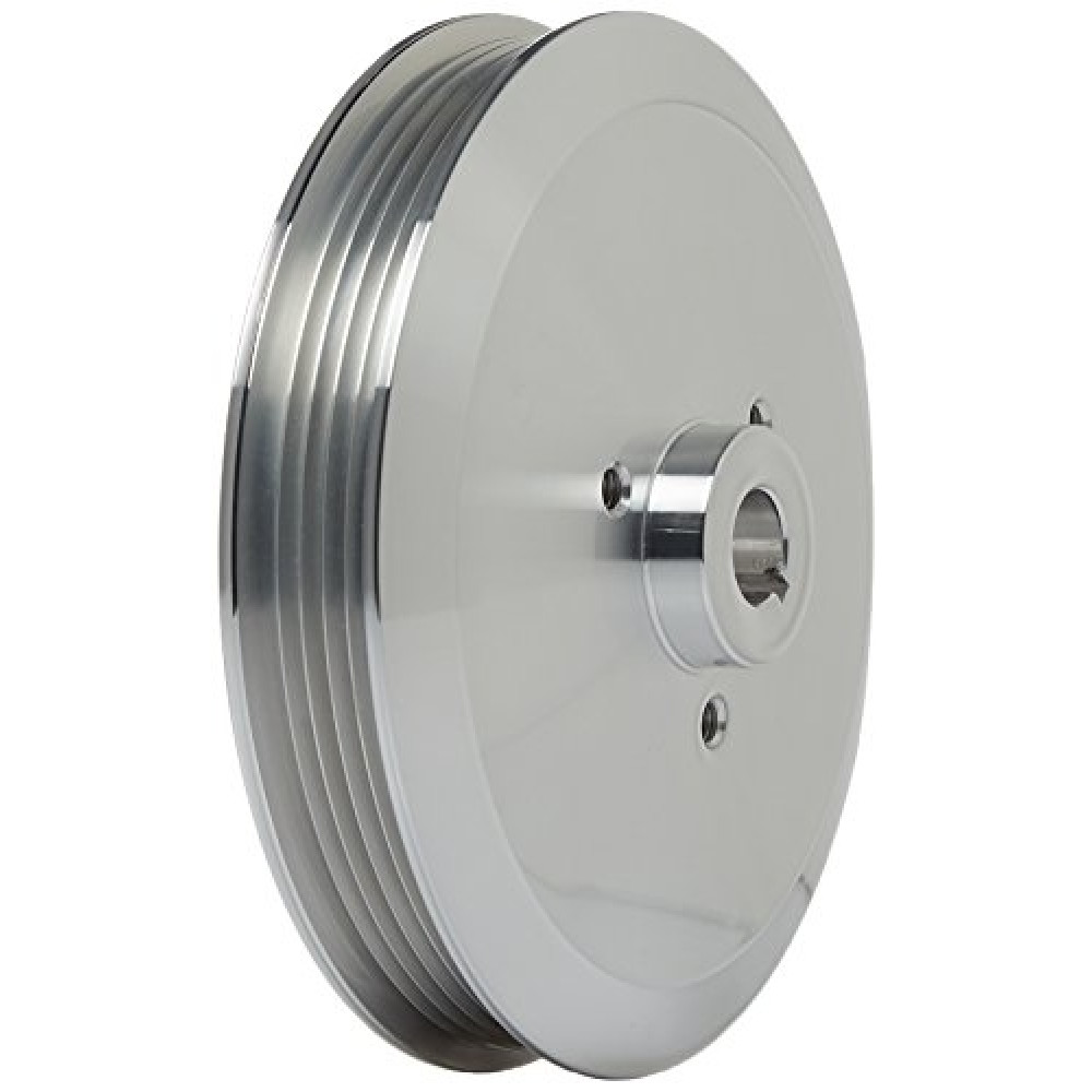March Performance 616 Clear Powder Coated Billet Aluminum 5-Rib Power Steering Pulley