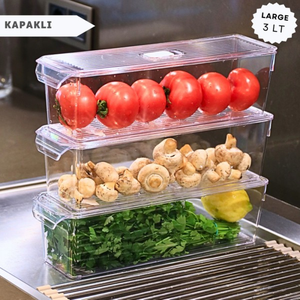 Marcie's 3'lü Large Buzdolabı Düzenleyici Organizer 3lt Özel Kapaklı Set Saklama Kapları Fiyatı
