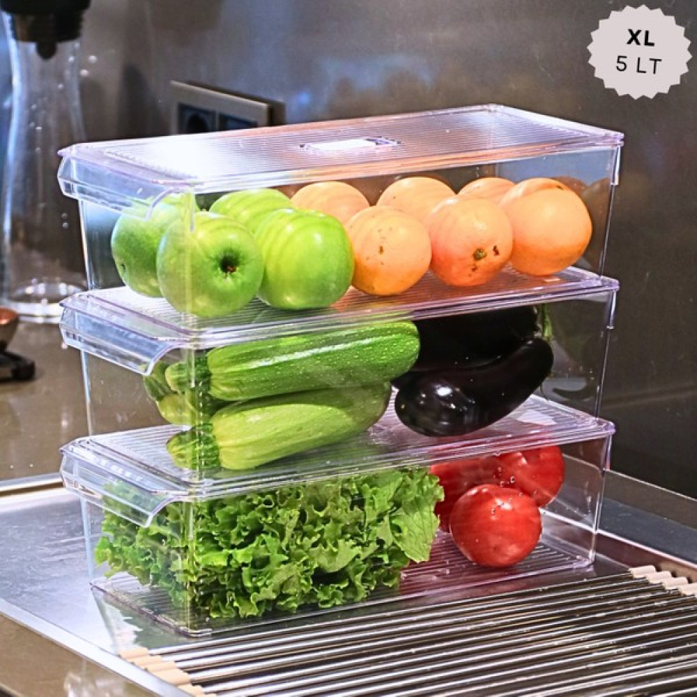 Marcie's 3'lü Xl Buzdolabı Düzenleyici Organizer 5lt Özel Kapaklı Set Saklama Kapları Fiyatı